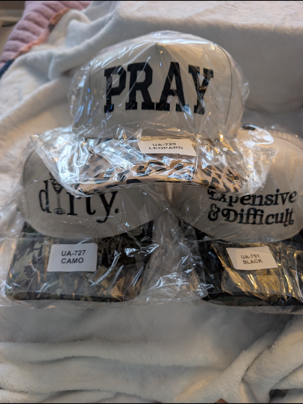 Zenana Embroidered Hats "Pray" "d🍸rty" or "Expensive and Difficult All NIP